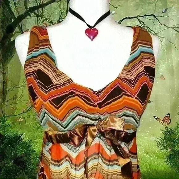 Y2k 90s Twenty One Abstract Brown Blouse - Picture 2 of 7